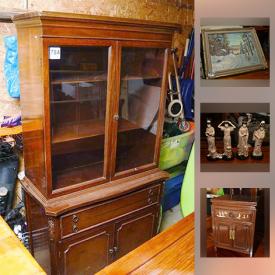 MaxSold Auction: This online auction features double bed headboard, nightstands, art, modern chairs, garden decor, inflatable bed with frame, vintage table, lamp, hand-knotted rug, mantle, sofa, gladiator cabinet, furniture, decor and much more!