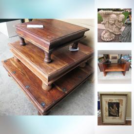 MaxSold Auction: This online auction features furniture, Bombay Co. nesting tables, giftware, Indian wall hanging, sofa, cases, laundry helpers, crystal, chest freezer, kitchen items, utility shelves, original art, brass pieces, wicker chairs, garden items and much more!