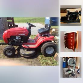 MaxSold Auction: This online auction features lawn tractor, power tools, furniture, patio furniture, gardening tools, art, lamps, air compressor, Bombay Co. dresser, rug, kitchen items, stone bookends, Lagostina cooking set, silver plate, bookcases, steam vac, antique pine flat cupboard and much more!