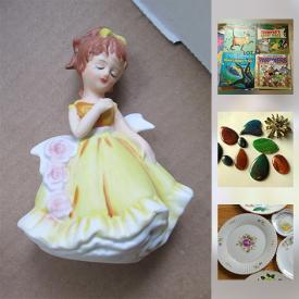 MaxSold Auction: This online auction features old china, vintage books, candle holders, exercise machine, figurines, Disney records, costume jewelry, linens, magazines, bottles and much more.