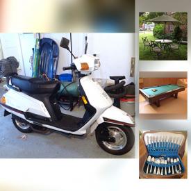 MaxSold Auction: This online auction features scooter, pool table, silverplate, art, space heaters, christmas tree, furniture, only, marble and abalone chessboard, sconces, ornate mirror, pool cues, NASCAR light, patio furniture and much more!