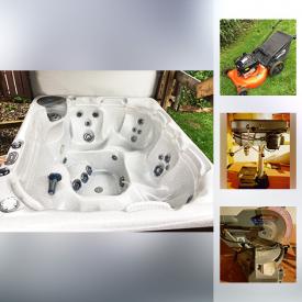 MaxSold Auction: This online auction features hot tub, lawn mower, wood gazebo, collectibles, winter tires, power tools, furniture, kitchen items, electric motors, Royal Doulton dinnerware, serving cart, metal card table, desktop computer and much more!