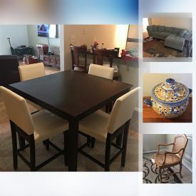 MaxSold Auction: This online auction features furniture such as antique buffet sideboard, dining room table with four chairs, glass computer desk, sofa sectional, and leather armchair, collectibles such as crystal decor, antique Italian ceramics, and brass decor, table lamps, 55” LG TV, 40” Vizio TV, area rug and much more!