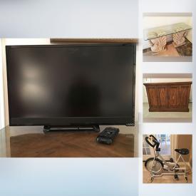 MaxSold Auction: This online auction features furniture, china, framed art, decorative items, Vizio TV, Schwinn exercise bike, kitchen items, Anchor Hocking serving tray, silverplate, teapots, glass table with stone swan pedestals, artificial plants and decor, christmas items and much more!