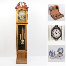 MaxSold Auction: This online auction features a wooden grandfather style decorative clock, Vissani bar fridge, Janome sewing machine, vintage pram, wicker coffee table and fern stand, cast iron cookware, kitchen items, costume jewelry, Coby tablet, drinking steins, porcelain egg, Nostalgia frozen drink maker, games, miniatures, thimble collection, books, wooden blue sailboat model, office items and much more!