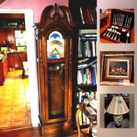 MaxSold Auction: This online auction features cookbooks, globe, china, wall art, glassware, TV, lamps, books, fireplace tools, luggage, flatware, silverware, clocks, dog house, outdoor furniture and much more.