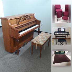 MaxSold Auction: This online auction features several hundred Stacking Chairs, Kimball Baby Grand Piano , 3 Upright Pianos, Portable Air Conditioners, Ceramic Heaters, American Flags, Desks, Non-skid Steps for Stage, Stage Lights, Microwaves, Food Warmer , Portable Dance Floor and much more.