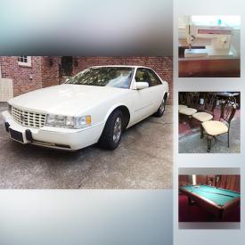 MaxSold Auction: This online auction features: a 1995 Cadillac STS; Noritake stoneware; furniture by Ashley and Century; Fiestaware; Brinkman grill; chiminea and patio furniture; piano; Fischer pool table and much more!