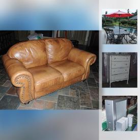 MaxSold Auction: This online auction features A Outdoor Patio set, Decor Galore, Chest Of Drawers, Off white leather loveseat, JVC Everio handheld camcorder, Large rustic style armoire, Six wooden and suede like upholstered table chairs on casters, Panasonic speaker system, IGS Weight bench and much more.