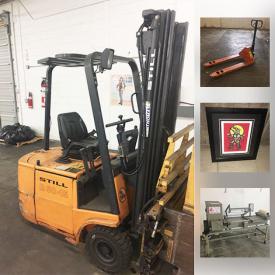 MaxSold Auction: This online auction features a Forklift and charger; industrial sealatron; last printers; group of seven framed prints - Tom Thompson, AJ Jackson; Norval Morriseau framed prints; tools and hardware and much more!