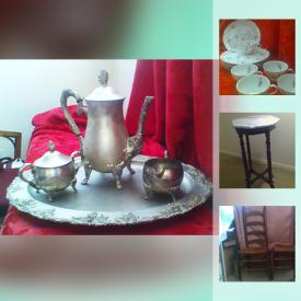 MaxSold Auction: This online auction features glassware, teacups, china, artwork, lamps, costume jewelry, American flag and much more.
