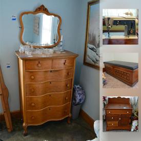 MaxSold Auction: This online auction features a flat screen TV, wall art, crystal, lamps, yard tools, exercise equipment, vacuum, figurines, holiday decor, books, puzzles, pottery, sewing machine, glassware, lamps, DVD player, decorative plates and much more.