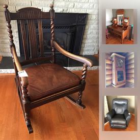 MaxSold Auction: This online auction features IKEA furniture, gentlemen's dresser, golf clubs, antique rockers, original signed pottery by Don Hutchinson and others, table loom, Brother sewing machine and much more!