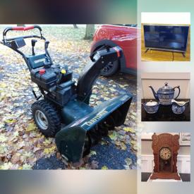 MaxSold Auction: This online auction features glassware, crystal, clocks, holiday decor, flat screen TV, VHS movies, records, snow blower, DVD players, vintage phones, lamps, jewelry, luggage, decorative china, portable air tank and much more.