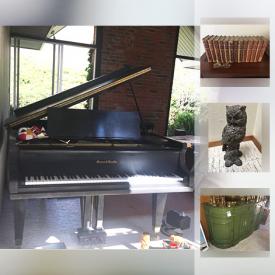 MaxSold Auction: This online auction features vintage and antique items, artworks, furniture, books,decors, collectibles, Mason And Hamlin Grand Piano And Venice Masks, glassware, Mens Suit Jackets and Pants, plants, Granite Slabs and much more.