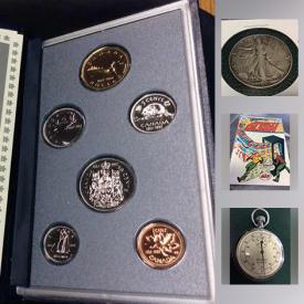 MaxSold Auction: This online auction features coin collections, sports cards, stamps, comics, postcards, model cars, LP records, books, badges, stop watch and much more.