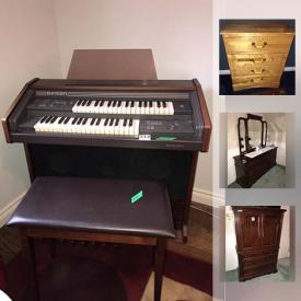 MaxSold Auction: This online auction features a telescope, mirrors, shelving, TV, books, organ, sports equipment, dolls, wall art, CDs, camera, fireplace tools, holiday decor, toys, pressure washer, barbecue, rugs and much more.