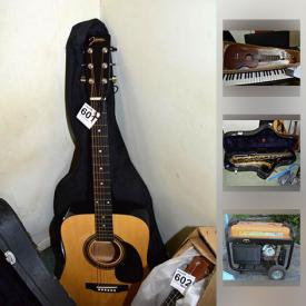 MaxSold Auction: This online auction features MUSICAL INSTRUMENTS: Fender and Johnson guitars, Elkhart saxophone, Casio keyboard and more! Basset china hutch, sofa table. CHINA: Blue and white. COLLECTIBLE: Hess trucks, diecast cars. YARD AND GARDEN. TOOLS and much more!