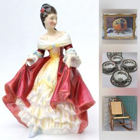 MaxSold Auction: This online auction features ANTIQUE AND VINTAGE: Rocking chairs; books; Coalport "Indian Tree" dishes; paperweights; Royal Doulton figurines and much more!