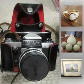 MaxSold Auction: This online auction features wall art, luggage, books, crystal, tea cups, storage boxes, mirrors, jewelry, watches, cuff links, patio furniture, lawn mower, mail box, mountain bike, TV, chandelier and much more.