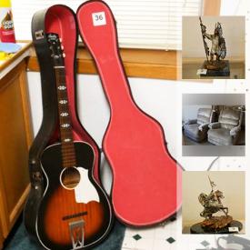 MaxSold Auction: This online auction features sculptures, jewelry, faux plants, wall art, clocks, radios, sound systems, computer games, camping and sports equipment, tools, ceiling fans, pottery and  much more.