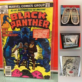 MaxSold Auction: This online auction features Wooden bowls, one with a lid; J.Orr original art; a brass blanket/towel rack; comics and much more!