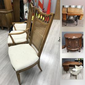 MaxSold Auction: This online auction features a mid century style Teak desk, Limoges, Singer sewing machine, vintage milk can, snowbaby collection and much more!