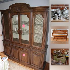 MaxSold Auction: This online auction features glassware, rugs, china, records, wall art, piano, books, bicycles, tools, boat motor, display cases, lamps, TV, lawn mower and much more.