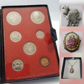 MaxSold Auction: This online auction features JEWELRY: Amber and other stones set in sterling and other metals, costume, vintage ladies watches. COLLECTIBLE: Commorative coin sets, stamps, Coca Cola advertising clock. And more!