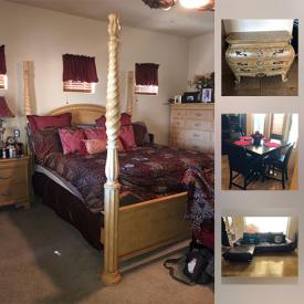 MaxSold Auction: This online auction features a Deep freezer, California King bed, Black leather sofa, glass blown chandelier, lounge chair and much more!