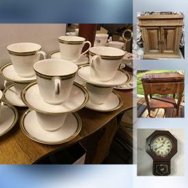 MaxSold Auction: This online auction features ANTIQUE: Needlepoint pictures; Victorian chair; tools. VINTAGE: Underwood typewriter; levels; Corningware/Pyrex; kitchen - hand mixers, rolling pins and other utensils; sad irons; oil lamps and oil lamp parts. COLLECTIBLE: Brass; angels; souviners spoons. CHINA: Chamber pot/pitcher; assorted floral bowls; lustre ware tea set; Asian; violet's tea set; tea cups sets, tea pots and many other partial sets. GLASS: Ruffled bowls; art; many vases. LAWN AND GARDEN. TOOLS/HARDWARE/HOUSEHOLD ESSENTIALS and much more!