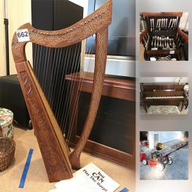 MaxSold Auction: This online auction features Baldwin Piano,Irish Harp, HM Richards Sectional Sofa, Kitchenware, Small Kitchen Appliances, Wii and Games, Dress Judy, Holiday Decor, Bow flex Power Pro , Punching Bag, Metal Shelving, Backyard NiceRink, Garden Tools and much  more.