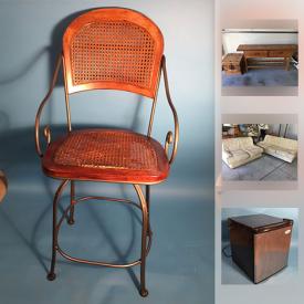 MaxSold Auction: This online auction features a mini refrigerator, 3 Head Tower Lamp Post, Credenza, leather sofa and much more!v