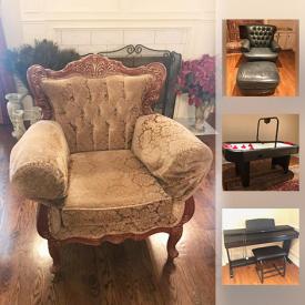 MaxSold Auction: This online auction features a Power Glide Air Hockey table, cherry wood coffee and end tables, solid oak bedroom furniture including sleigh bed, dresser, armoire, and side tables, Casio keyboard, Singer and Eatons table top sewing machines and much more!