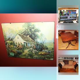 MaxSold Auction: This online auction features Mahogany dining room table, Collectible Plates, KitchenAid mixer attachment, Insignia 18 inch television, Art, rug by Heritage Hall, love seat, Art Shoppe wooden coffee table, Table Lamp, IKEA Office Chair and much more!