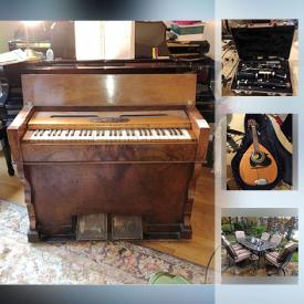 MaxSold Auction: This online auction features planters, outdoor furniture, speakers, musical instruments, lamps, artwork, pet supplies, office equipment, books, shelving, vacuum, lamps, flat screen TV and much more.