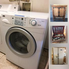 MaxSold Auction: This online auction features a hot tub,  Electric drums and keyboard, signed artwork, washer and dryer, upright freezer, vintage projector, hummel figurines, 54" Sony TV, fire pit and much more!