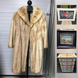 MaxSold Auction: This online auction features fur coats, Vintage Chairs, Original Artwork, Vinyl Records, Native Pottery, Cups and Saucers, Vintage Mid-Century Table and much more!