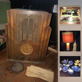 MaxSold Auction: This online auction features Vintage strings of Christmas lights, Coffee mill, American Silvertone Radio, Child Tea Sets, Grecian Ivory by Paden City china, Comic Books, baskets, Vintage Toy Cars, Atari 2600, Vintage Post Cards, Antique Eldredge Sewing Machine, Spinning Wheel and much more!