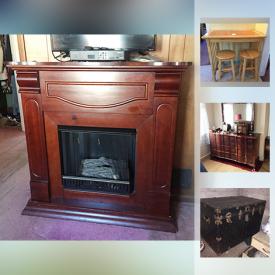 MaxSold Auction: This online auction features Electric Fireplace with Mantle, Vintage Telephone, Rolled Wheat Pennies, 22K Gold Baseball Cards, Albums, Antique China Cabinet, Rocker, lamp, Fridge, Glass Dining Table And Chairs, Vacuum Cleaners, Tiffany Style Lamp and much more!