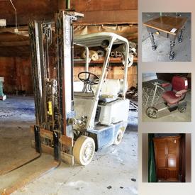 MaxSold Auction: This online auction features Kalmar Fork Lift, Vintage Hand Cart, Retro Coke Machine , Antique Hoosier, Collector Toys, Vintage Mobility Scooters and Riding Mowers and much more.