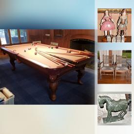 MaxSold Auction: This online auction features ART: Limited edition Edna Hibel, paintings; Molinari needlework and more! FURNITURE: French provincial chairs, pen and screen, armoire, vanity; ornate tri-fold partition/screen; Golden oak office piece and more! Olhausen pool table and accessories, Brunswick air hockey table. CHINA: Limoges sets: Haviland and two A Raynaud service's for 14; Rosenthal "Plaza" and Hutschenreuther "Diadem dishes; Rose Enfield Adderleys teaset; Iscot and more! COLLECTIBLE: Crown china florals; Royal Doulton's and Rosenthal Edna Hibel plates; B & G figurines. VINTAGE: Philco radio. Mosler safe and much more!