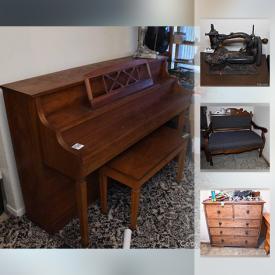 MaxSold Auction: This online auction features books, shelving, dolls, shoes, vintage cameras, sewing machine, lamps, rugs, luggage, glassware, candles, VHS tapes, stuffed animals, safe, sports equipment, records, printing press and much more.