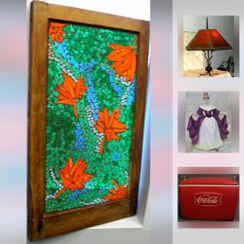 MaxSold Auction: This online auction features ANTIQUE: Oak framed mosaic stained glass window; green slag glass table lamp with light-up base. ART: Group of Seven related artist HW Wagner oils on Masonite, handcoloured engravings, pen and ink, folk art, Care Bear art cels, Inuit soapstone pieces plus much more! COLLECTIBLE: Royal Doulton, Goebel, Karl Ens Rudolstadt figurines; Murano art glass; German Christmas ornaments; Beanie Babies and much more!