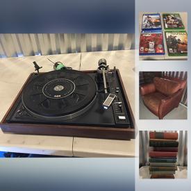 MaxSold Auction: This online auction features a Barrister bookcase, Turntables, media, Antique photos. VINTAGE: Trunk, size 42 jacket, books. COLLECTIBLE: Wade figures, Pokemon cards, coins/currency, rough gemstones and much more!