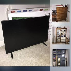 MaxSold Auction: This online auction features a Glass Front Cabinet, Large Kitchenaid, Novelty Cake Pans, Vacuum pots, tins, Vizio 24" TV, Desk Lamp, Keyboards, network cords, power strips, Woodworking equipment, British Diecast Cars, Antique Microfilm equipment, Drafting Table, monitors, chair, Assorted Power tools, Bike, sawhorses, long clamps, ladder, shop stool, come-along, Fan, vacuum, lamp and much more.