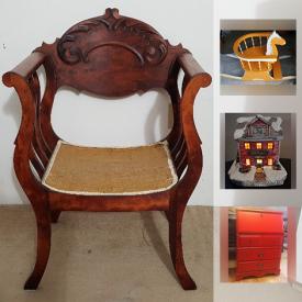 MaxSold Auction: This online auction features FURNITURE: Throne chair, red painted secretary, many occasional tables. CHILDRENS: Rocking horse, Winnie the Pooh desk. VINTAGE: Philco turntable; metal painted school desk. COLLECTIBLE: Disney; Coca Cola. ELECTRONICS. CHRISTMAS and much more!