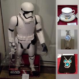 MaxSold Auction: This online auction features toys, board games, china, jewelry, comics, costumes, puzzles, plush toys, Star Wars collectibles and much more.