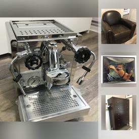 MaxSold Auction: This online auction features an espresso coffee machine, coffee grinder, custom made table, signed Puss n Boots photo, Malcolm J. Bartusch watercolour, solid wood dresser and much more!