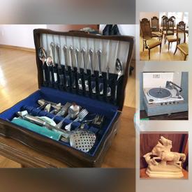 MaxSold Auction: This online auction features glassware, lamps, china, candles, holiday decor, jewelry, vacuum, hats, garden tools, vintage TV, tricycle, VCR, wall art, books, shelving, wedding dress and much more.